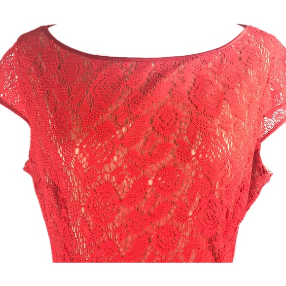 Evan Picone Black Label Orange Lace Dress - Picture 6 of 8